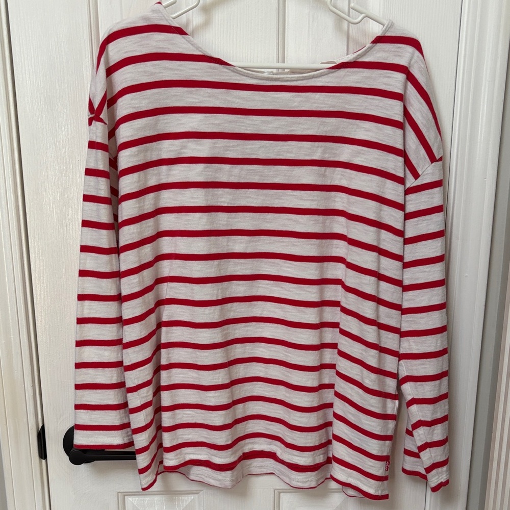 Levi's Red and White Striped Long Sleeve Top vintage preppy nautical